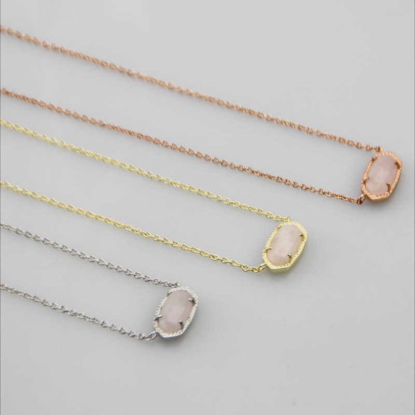 

simple oval powder crystal short necklace neckchain collar chain, Silver