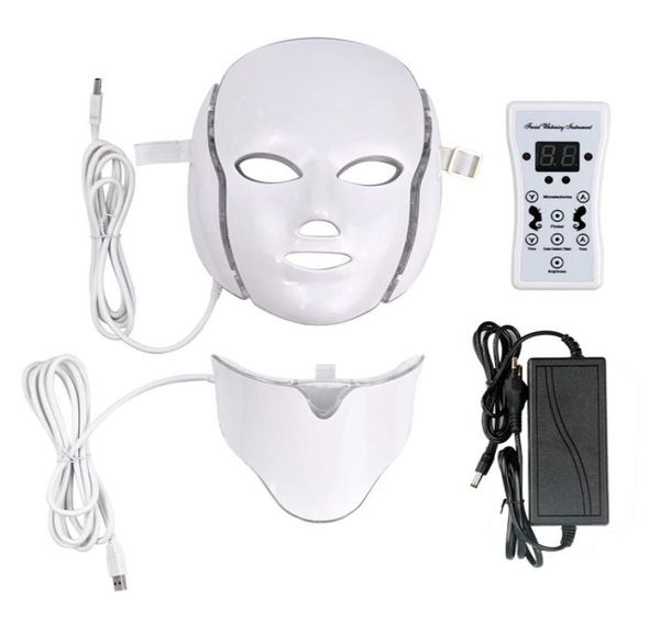 

7 color led light therapy face beauty machine led facial neck mask with microcurrent for skin whitening device dhl shipment3543296