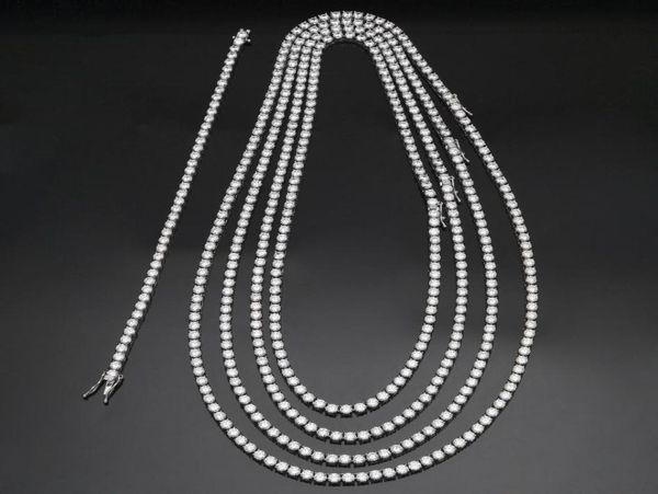 

4mm round cut iced out cubic clasp necklace women men hiphop cz box clasp necklace women men jewelry k35035250474, Black