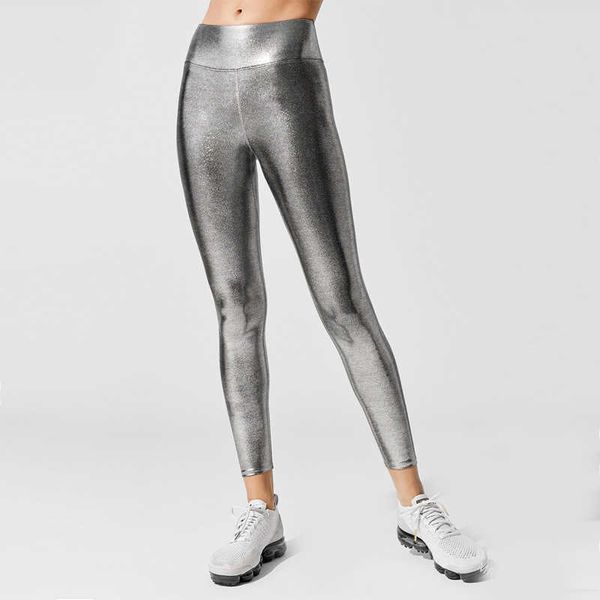 

yoga pants new high waist gilded solid color casual pants pencil pants tights, Gray