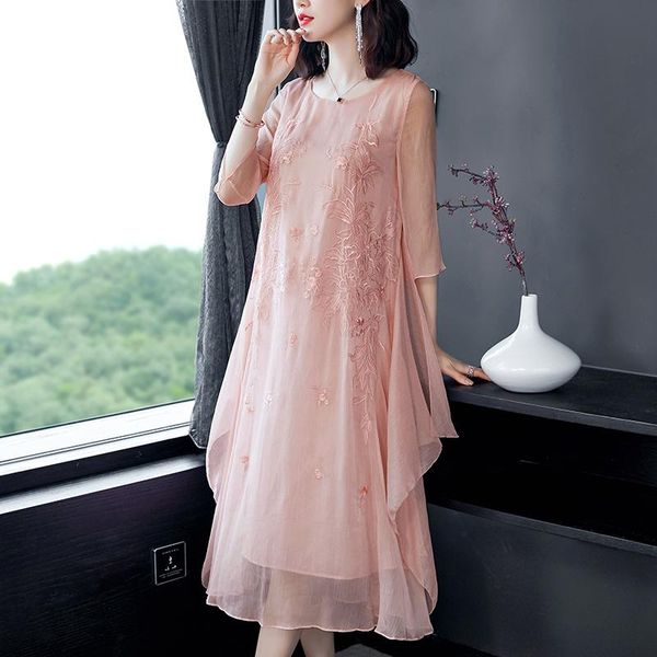 

dresses new fashion summer dress female spring summer chinese national style women dress casual loose embroidery midi dress clothes, Black;gray