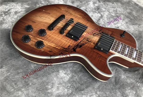 

china electric guitar spalted maple wood brown color01236786758