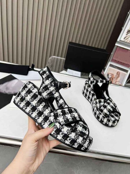 

designer sandals ccity women leather classic high-heeled shoe luxury woman channel slides fashion sandals x29, Black