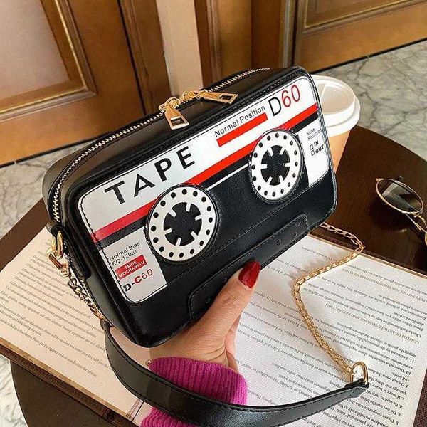 

womens bag funny fashion personalized audio tape messenger chain small dinner