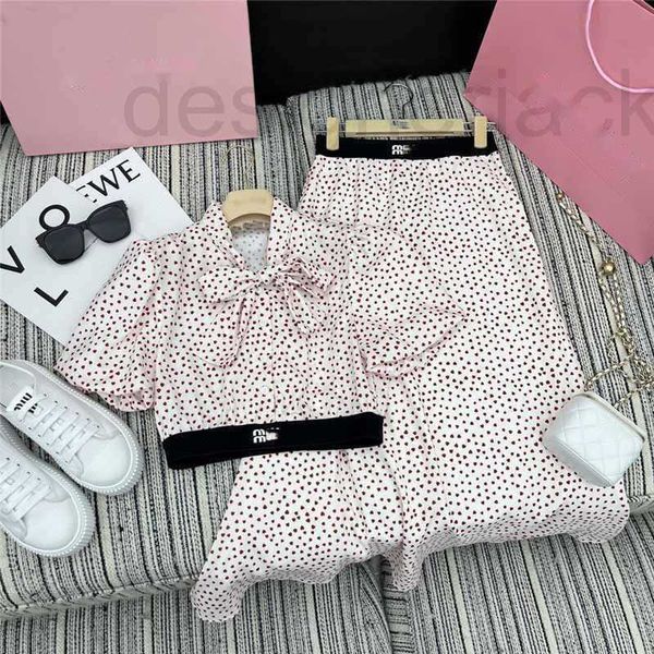 

two piece dress designer spring summer new sweet cute girl age reducing love peach short bubble sleeve elastic waist skirt set 5b1q, White
