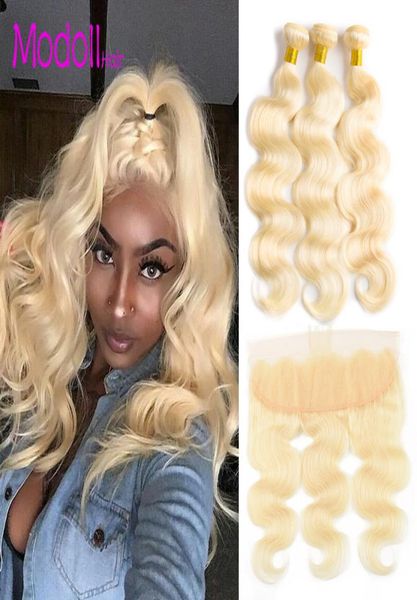 

613 bundles with frontal body wave peruvian virgin hair weave 10a grade 613 blonde body wave 34 bundles with lace frontal4394713, Black;brown