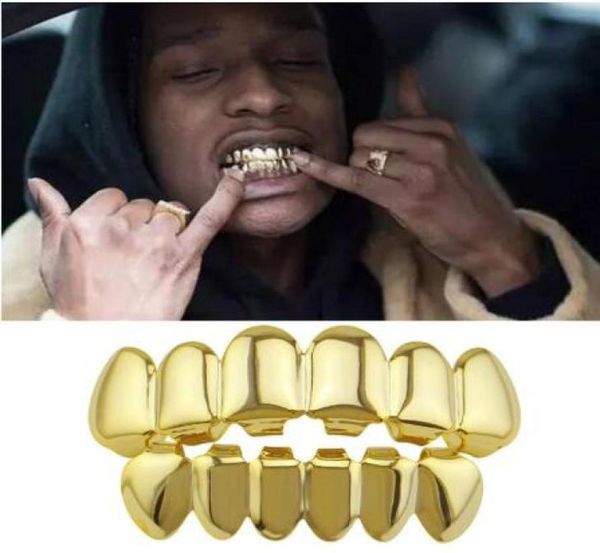 

hip hop gold teeth upper and bottom grills dental mouth punk teeth caps cosplay party tooth rapper body jewelry gift4296222