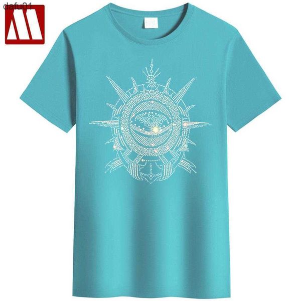 

men's t-shirts mydbsh t023 cotton t-shirt fitness size s-5xl workout tees summer brand clothing print rhinestone men short sleeve casu, White;black