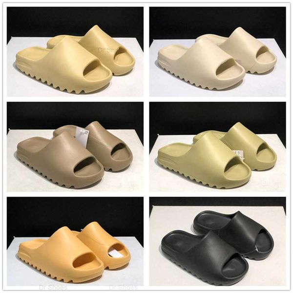 

2021 slides slippers sandals men women desert sand earth brown bone white pure core enflame orange resin foam runner slide outdoor slipper s, Black