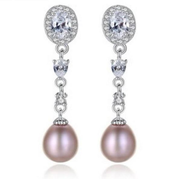 

low diamond crystal zircon pearl lady039s earings 349538617803764612, Silver