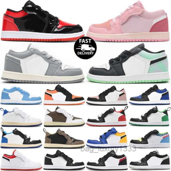 

2022 baby kids basketball shoes jumpman 1 1s low high og travis sp fragment design x ts military blue white black red brown girls childr awi