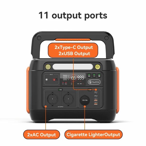 

flashfish 1000w portable power station 110v-230v ac output solar generator 278400mah 1030wh solar backup power for outdoors