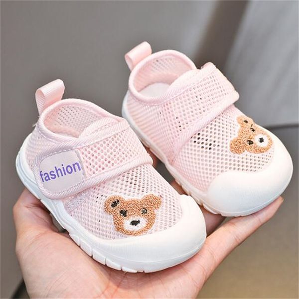 

Bear Baby First Walkers Boys Girls Sandals Fashion Soft Crib Shoes Toddler infant Sneakers Breathable Mesh Kids Outdoor Athletic Shoes, Gray