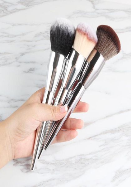 

1pcs silver makeup brush soft synthetic hair single cosmetic brushes for foundation blusher powder face make up brush contour beau4476823
