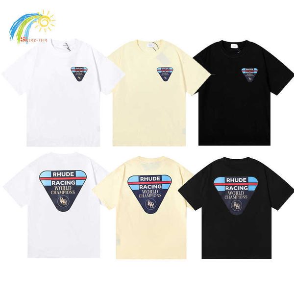 

men's hoodies sweatshirts rhude t shirt men women same style loose casual fashion inverted triangle pacing letter simple printing summe, Black