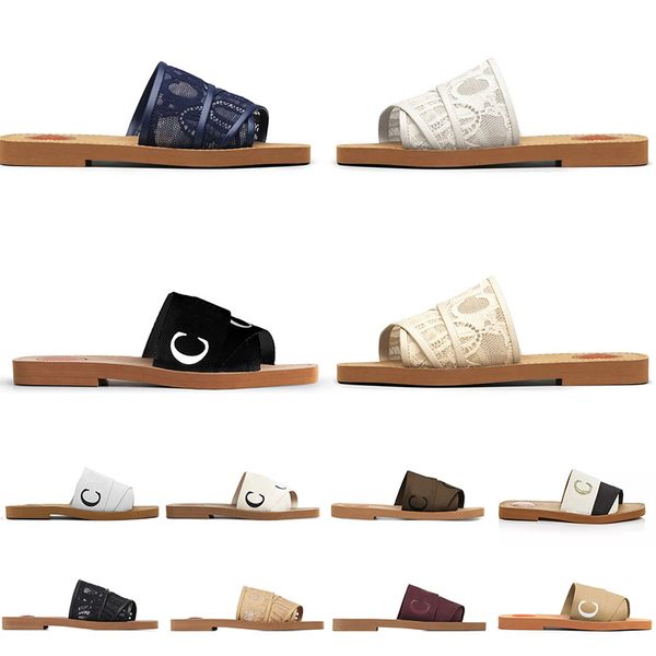 

ch slippers luxury woody sandals famous designer for women fashion platform summer beach outdoor black white pink men lace pattern flat flip