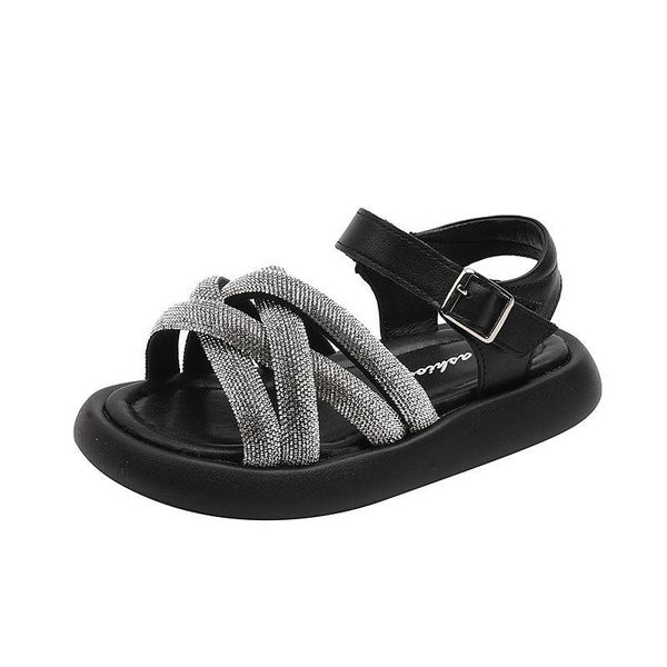 

sandals baby shoes children footwear kids summer leather diamond girls shiny princess f12651, Black;red