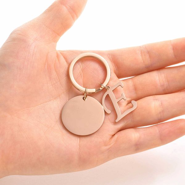 

key rings personalized diy engraved keychain lettering stainless chain key chain rose golden color fashion luxury jewelry special gift aa230, Slivery;golden