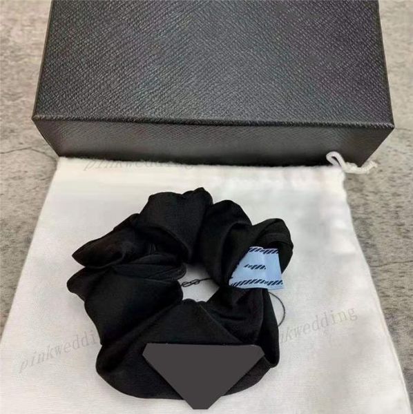 

imitation silk hair bands triangle badge rubber band simple casual black hairs ties womens solid color headdress9753549, Pink