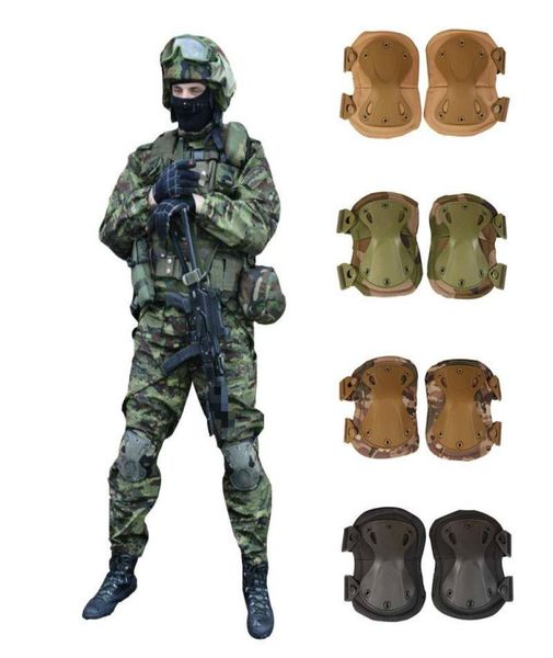 

military us army tactical paintball airsoft hunting protection war game knee and elbow protector knee pads elbow pads 4pcsset t7703217, Black;gray