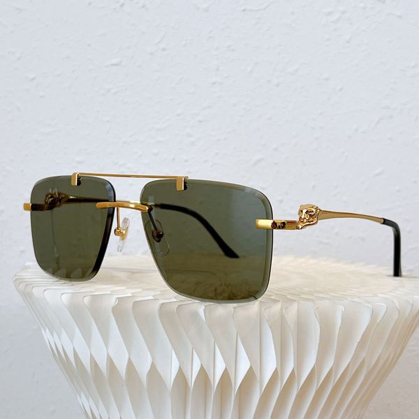 

mens leopard sunglasses fashion classic frameless pilot lens size 62 15 146 gradient lens gold metal frame simple and comfortable fashion te, White;black
