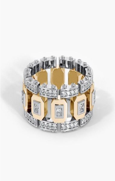 

fashion personality color separation band rings with diamonds hollow design mens jewelry party gift8811297, Silver