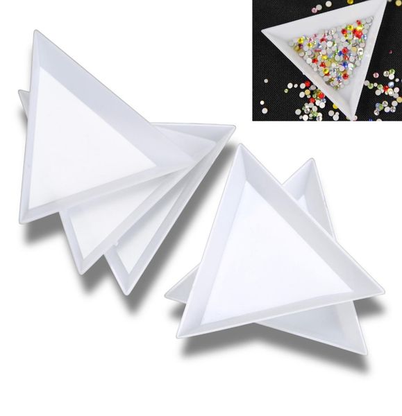 

30 pcs white plastic triangle round sorting trays for nail art rhinestones beads crystal tools4130164, Silver;gold