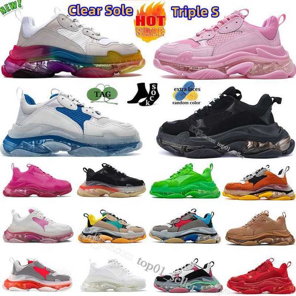 

2023 casual shoes dad 17fw triple s clear sole bubble bottom mens sneakers black pink neon green old beige yellow navy grandpa men wo balenc