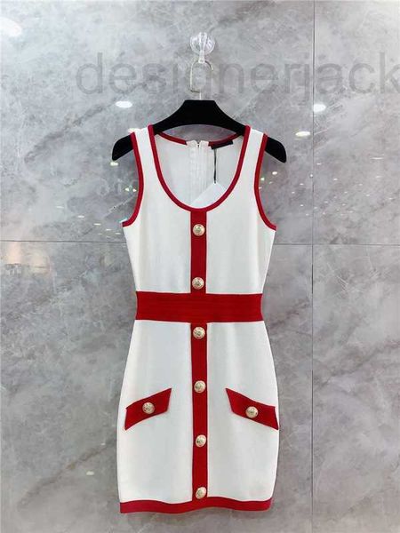 

basic & casual dresses designer early autumn new style celebrity royal sister spicy girl high waist metal lion button color matching skinny, Black;gray