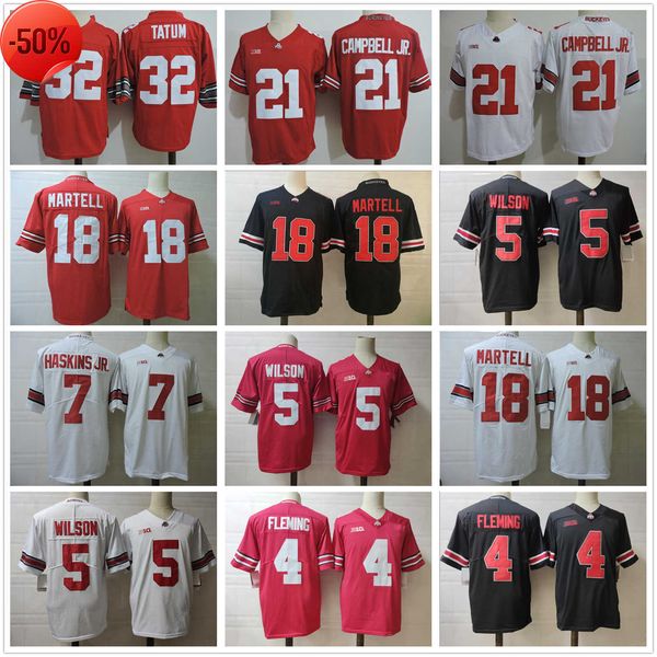 

football jerseys ohio state buckeyes jersey 32 tatum 25 weber jr 24 wade 21 campbell 11 fromm 18 martell 7 haskins 5 wilson 4 fleming, Black;red