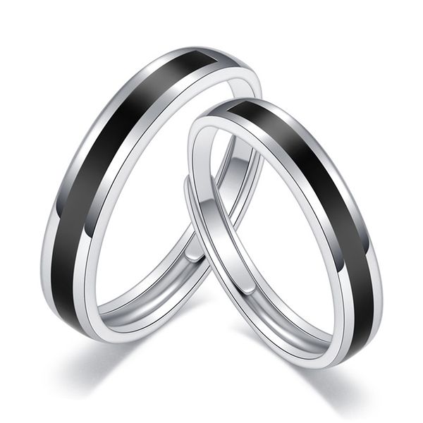 

selling black couple ring adjustable size wedding engagement party ring, Silver