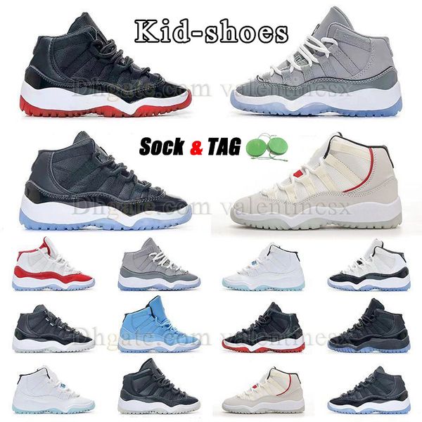 

2023 designer 11s kid shoes jumpman 11 infant basketball shoes cool grey bred kids sneaker boy and girl toddler child shoe university blue o, Black