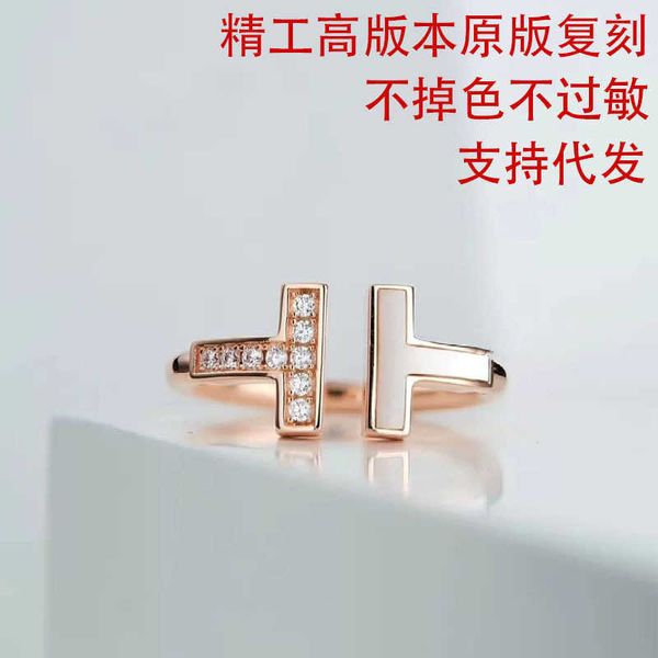

original new seiko high version original copy tiffay s925 silver double open band diamond fritillary white ring simple and luxurious