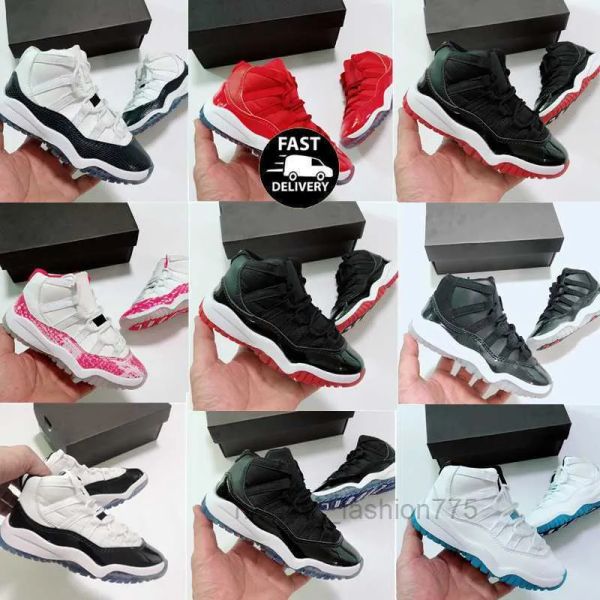 

bred 11s big boys girls children youth junior sneaker shoes pink navy blue snakeskin 72-10 trainers size 4y 4.5y 5y zkl, Black