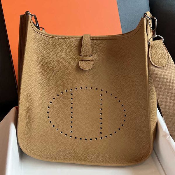 

designer bag women tote 2023 evelynbag bags h spring hollowed-out bucket cow leather litchi women's single-shoulder cross-body 9f6j wit