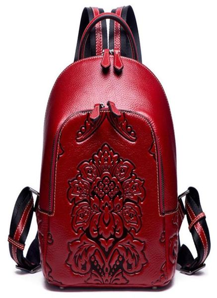 

embossing women genuine leather backpacks classic female shoulder bag sac a dos travel ladies bagpack mochilas school bags girls s7938548