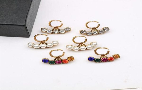 

shiny colorful diamond earrings pearl letter earrings women designer earrings brand charm earring rhinestone korean charm studs5290641, Silver