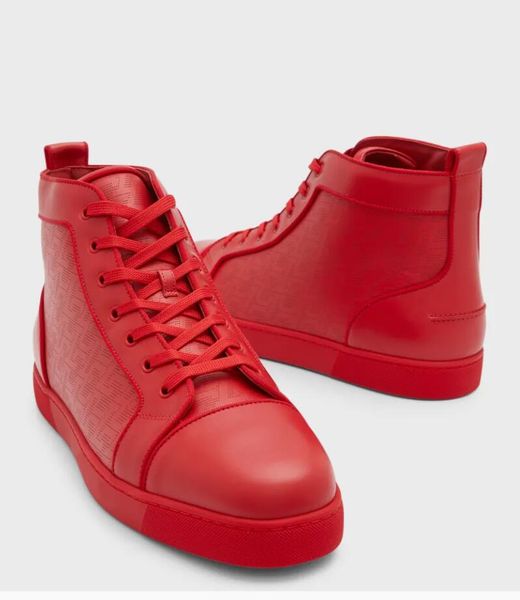 

men's casual shoes reds sole sneaker tonal perforated orlato leather high-sneakers outdoor walks lace up trainers no spike paris design, Black