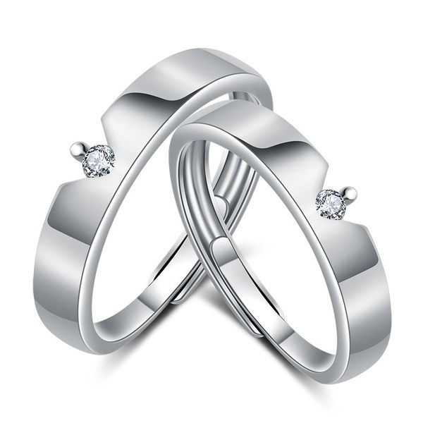 

selling couple rings pave aaa cz diamond adjustable size rings for lover, Silver