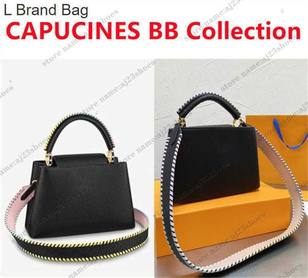 

l brand bag capucines mm handbag women tote bag bicolor strap crossbody flap inside or outside luxury handbags 88z5, Black