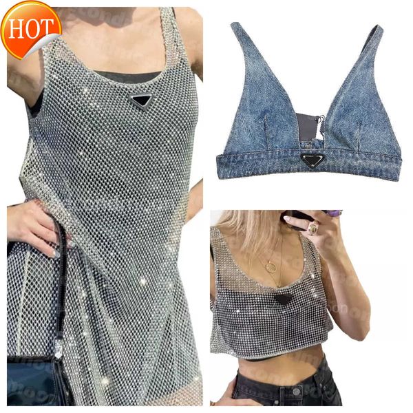 

women shiny rhinestone dress crop vest fashion denim bra sleeveless sling vests woman dresses, White