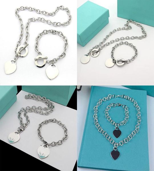 

womens mens round card bracelet necklace designer jewelry sets birthday christmas gift 925 silver ot buckle necklaces bracelets we4145106
