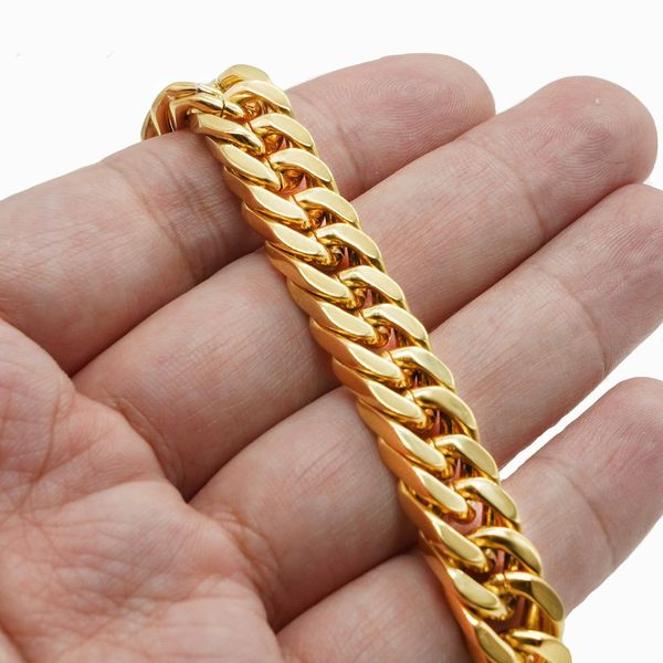 

mendel 10mm mens gold plated miami cuban link chain necklace stainless steel men, Silver