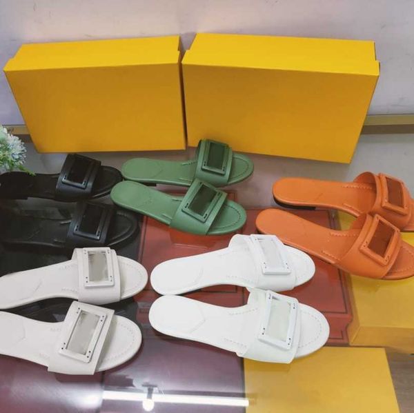 

two f baguette sandals slides slippers designer women shoes hollow out buckle logo sandal branded flats girls ladies slip on mules pool beac, Black