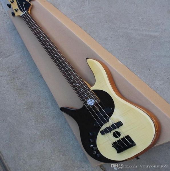 

left hand tai chi graphics electric bass guitar with black hardware flame beige board 4 strings 24 sounds preci2143052