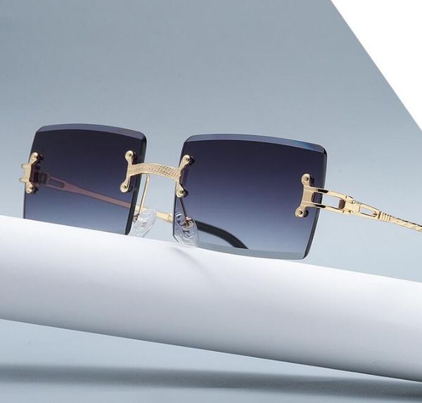 

popular cut edge style sunglasses superclear men's women's sunglass driving glasses rectangle lens rimless outdoor decoration shad, White;black