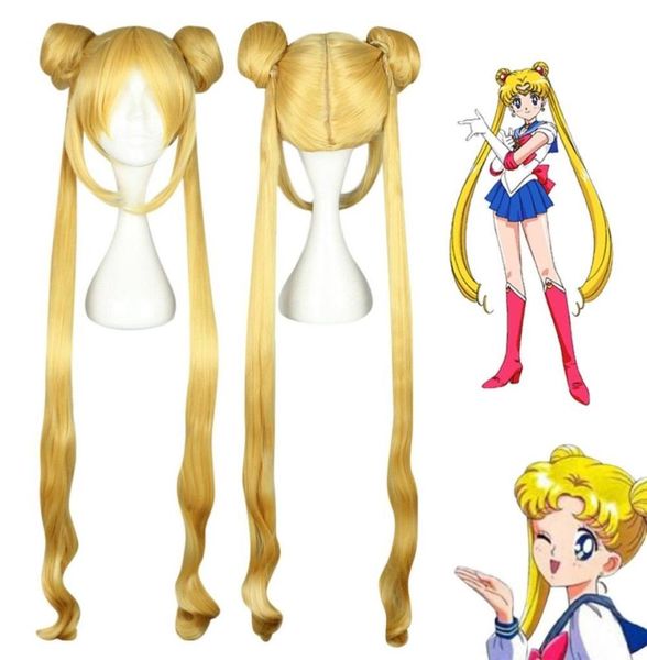 

gtgtgt girl wigs with 2 ponytails double bun hair cosplay sailor moon4389942, Black;brown