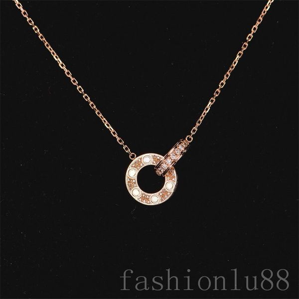 

versatile letter luxury necklace loop love diamond chain alloy pendant vintage ice out men jewelry fashion luxury plated gold necklace elega, Silver