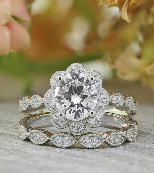 

choucong brand new sell vintage fashion jewelry 925 sterling silver couple rings round cut white z cz diamond women weddin3879073, Slivery;golden