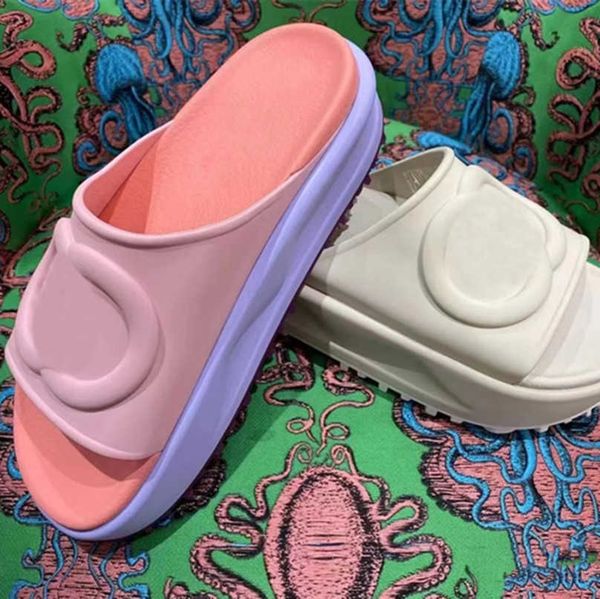

thick bottom beach slippers fashion summer women slides g designer outdoor platform alphabet lady sandals high heel foam rubber flip flop sh, Black
